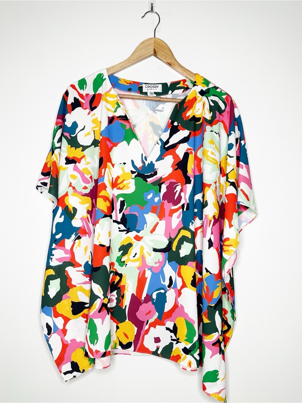 CROSBY by Mollie Burch V-Neck Dolman Sleeve Floral Top Blouse XXL